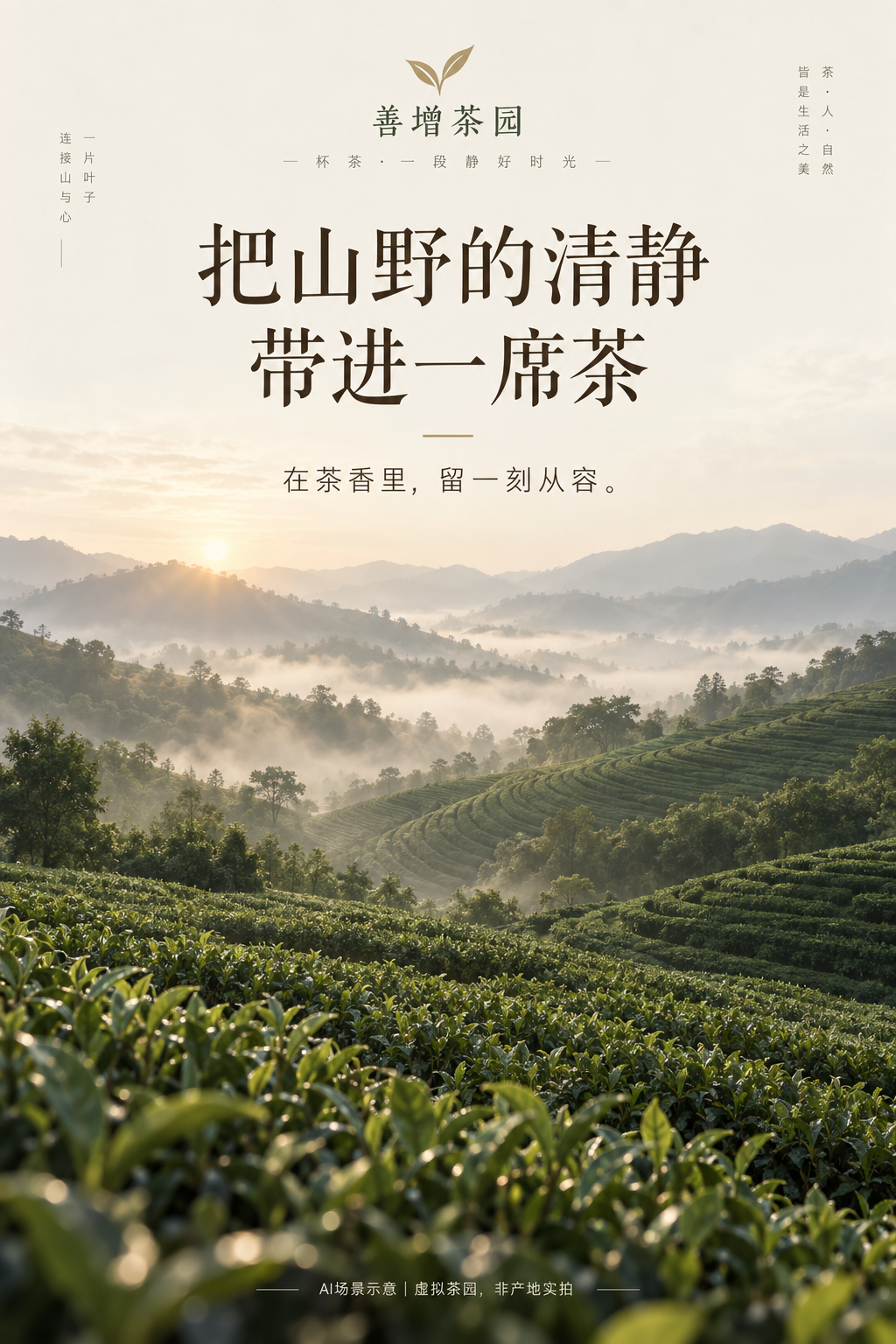 善增茶园山景视觉概念,非真实产地照片
